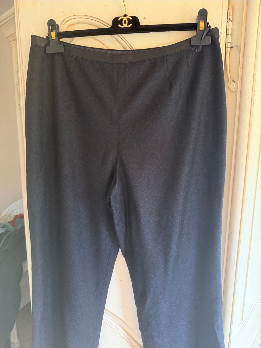 CHANEL Straight-Leg Wool Pants